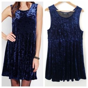 NEW MINKPINK Blue Crushed Velvet Babydoll Dress